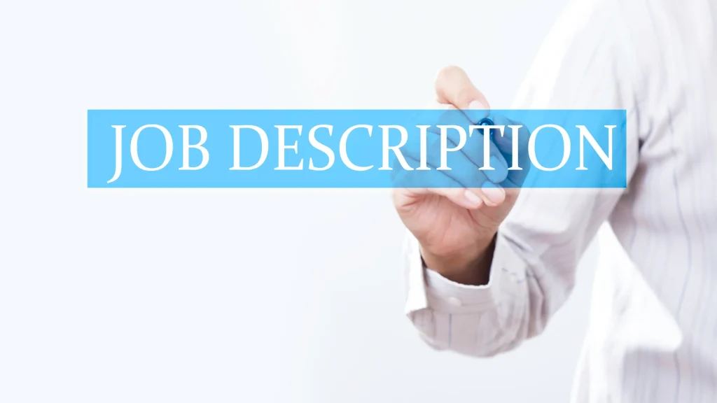 Digital Marketing Coordinator Job Description written on a blue banner with a hand writing.