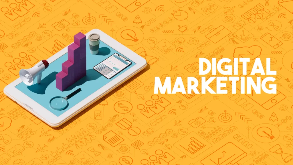 Faceless Digital Marketing Strategy with graph analysis on a tablet, showing digital growth and marketing tools.